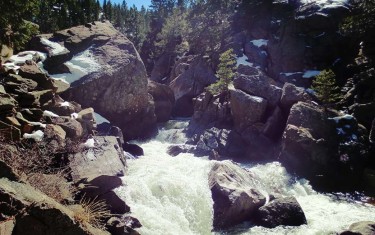 cascade waterfall leaping over granite boulders eldorado falls in walker ranch hike near boulder colorado