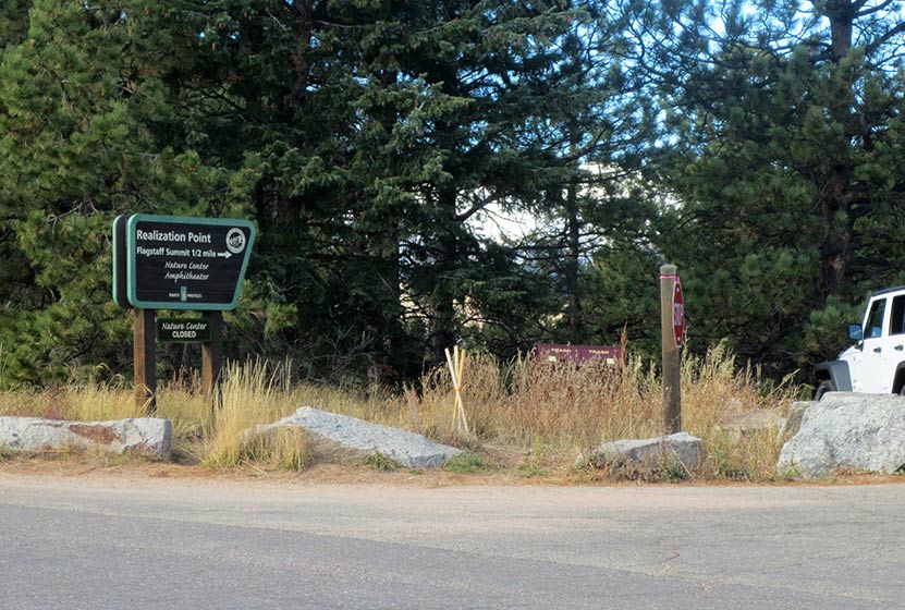 realization point sign and parking area along flagstaff road